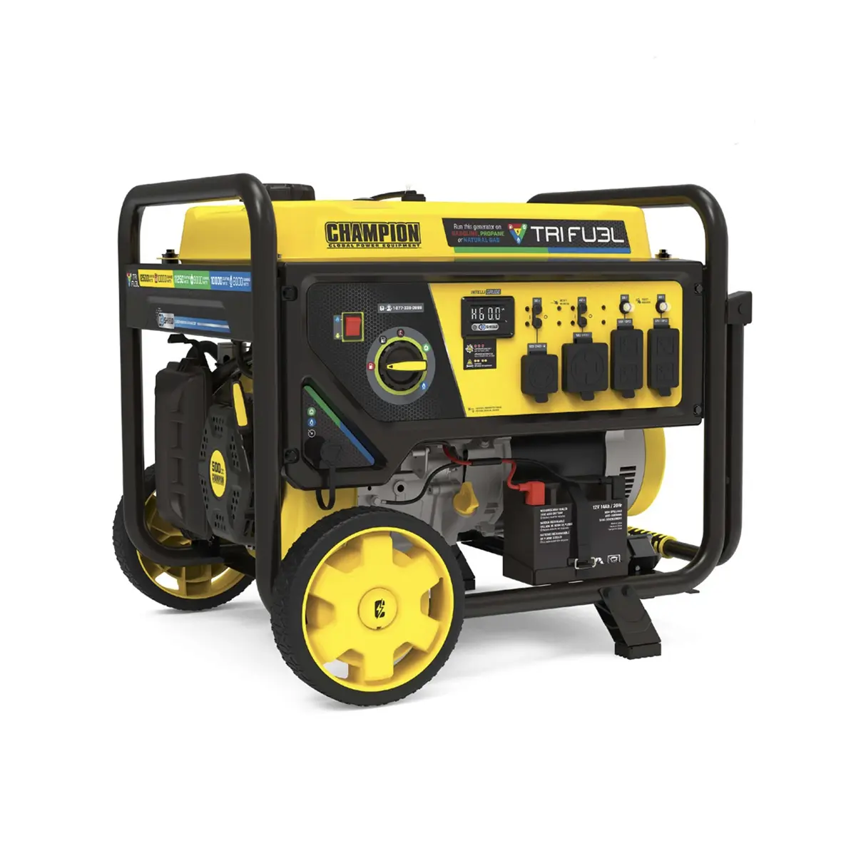 Champion-10000-Watt-Portable-Generator-tri-fuel-open-frame-design.webp Champion 10000 Watt Tri Fuel Portable Generator Electric Start with CO Shield