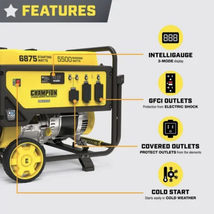 Champion 5500 Watt Portable Generator with CO Shield - Image 2