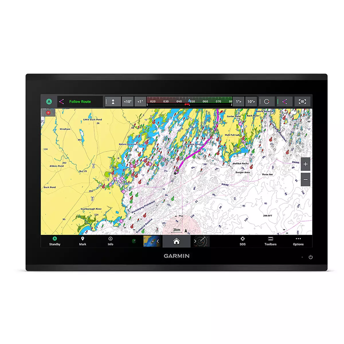 Garmin-GPSMAP-9222-22-inch-4K-IPS-display-showing-high-resolution-Navionics-coastal-charts.webp Garmin GPSMAP 9222 Chartplotter